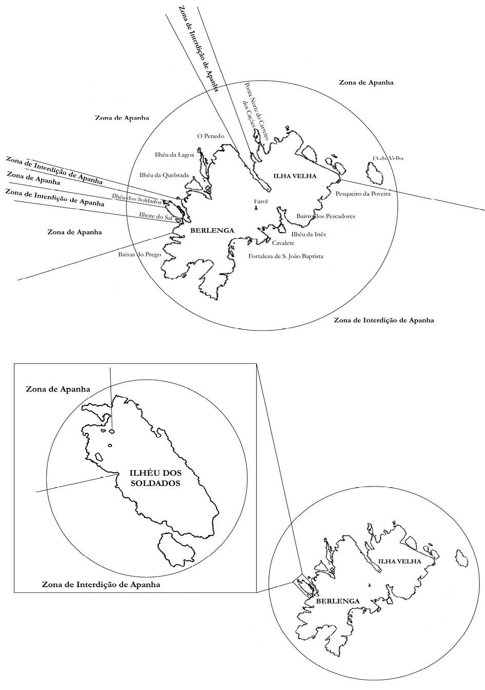 Mapa complementar das zonas da Berlenga
